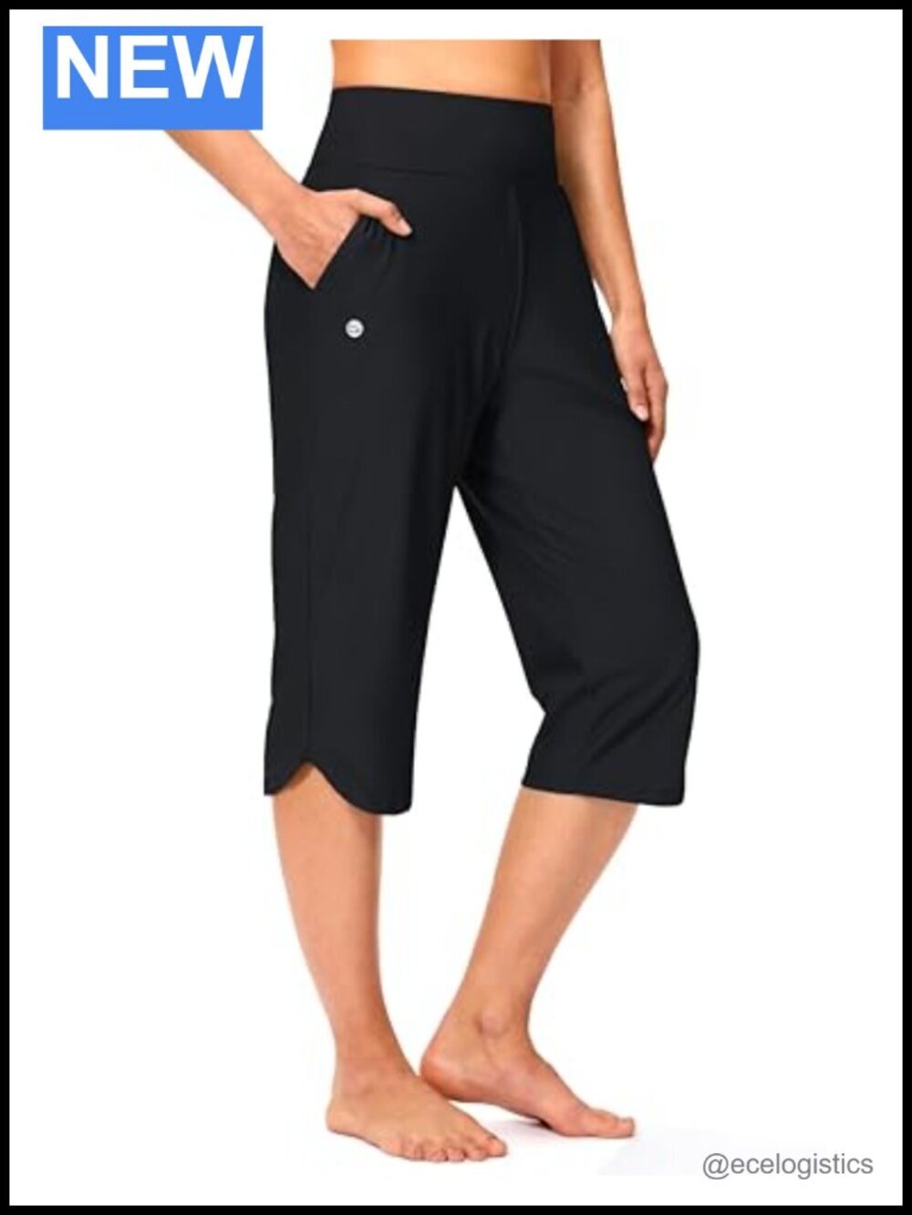 Women's Swim Capri Pants 18" High Waisted UPF 50+ with Pockets No Liner